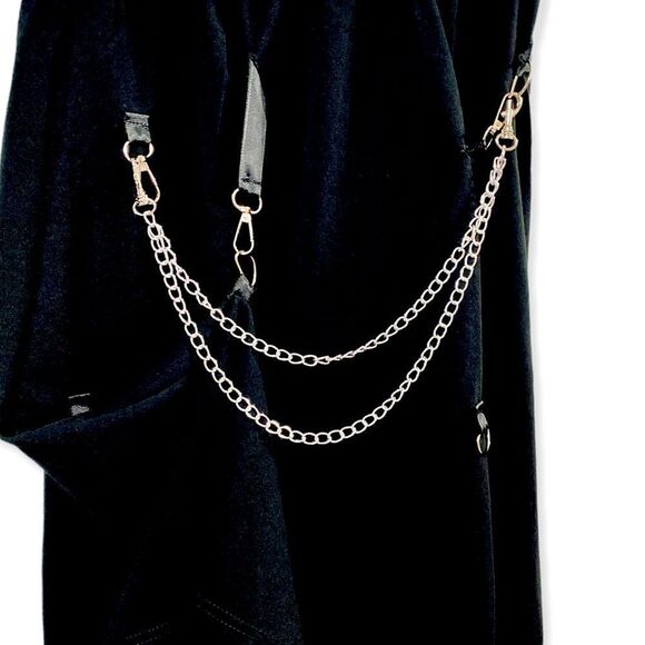 Silver Dual Chain Adjustable Clips Belt Chain Pants NEW - Picture 1 of 4
